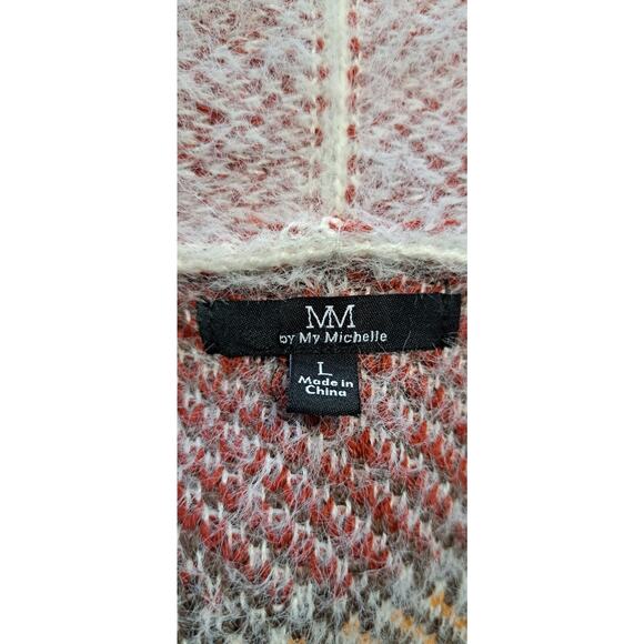 My Michelle Aztec Open Front Cardigan Womens Sz L Fuzzy Southwestern Western - Picture 5 of 6